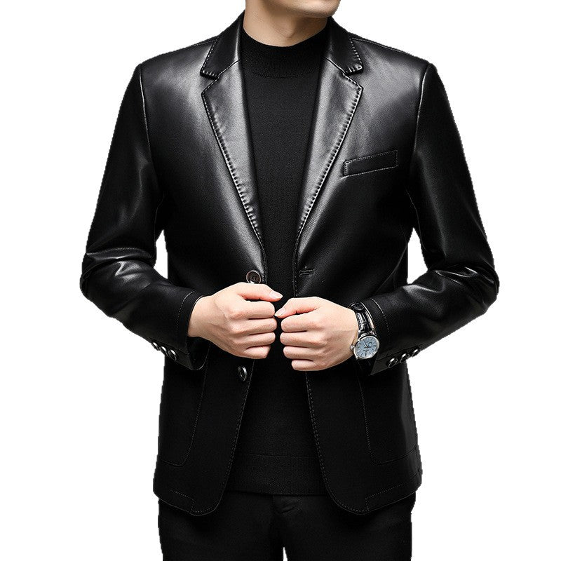 Herren Kunstleder-Sakko mit schlanker Passform und Notch-Revers Echo Archiv