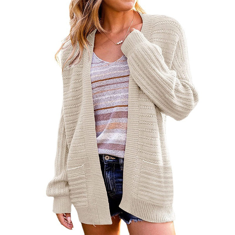 Damen Oversize Strickcardigan mit aufgesetzten Taschen und Rippstruktur Echo Archiv