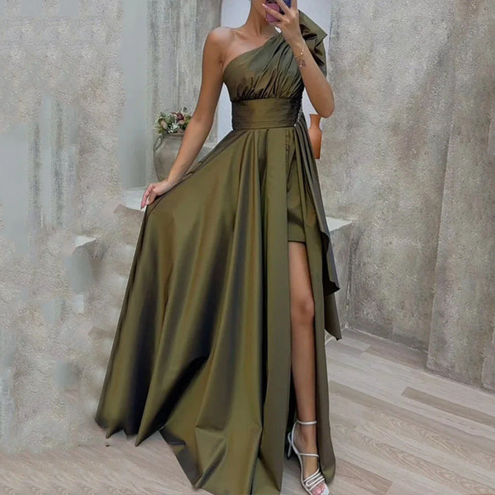 Damen Elegantes Ein-Schulter Abendkleid mit geschwollenem Rock Echoarchiv