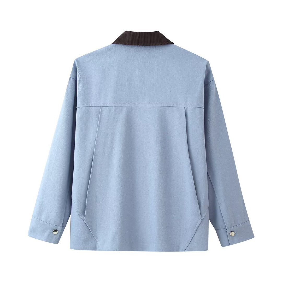Damen Overshirt‑Jacke mit Kordkragen, aufgesetzten Taschen und Druckknopfleiste Echo Archiv