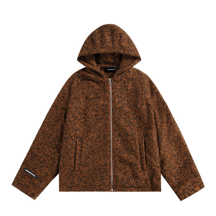 Damen Kapuzenblouson aus Wollmix mit voluminöser Struktur und Reißverschluss Echoarchiv