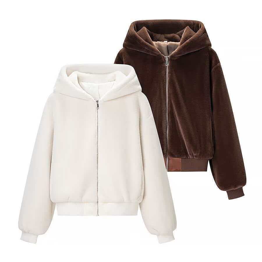 Damen Wende-Kapuzenblouson mit Plüsch- und Fleece-Seite Echo Archiv