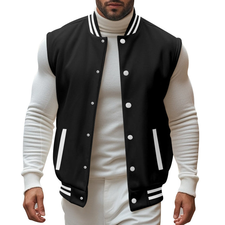 Herren sportliche Collegejacke mit Druckknöpfen und Streifen Echoarchiv