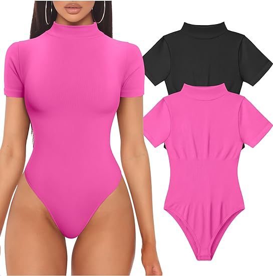 Damen Kurzarm Bodysuit mit hohem Kragen Echo Archiv