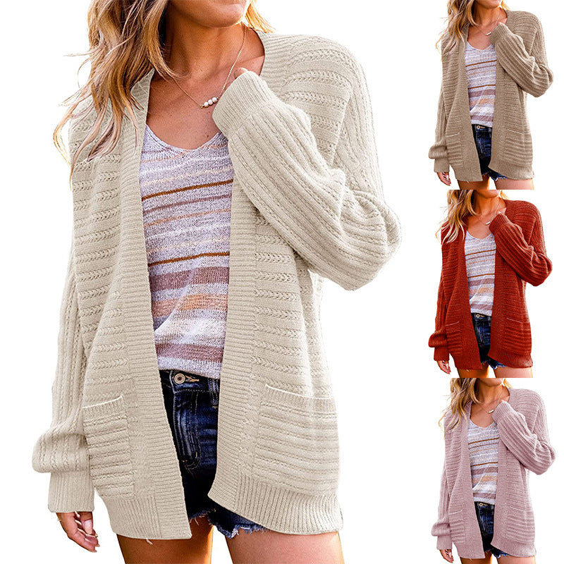 Damen Oversize Strickcardigan mit aufgesetzten Taschen und Rippstruktur Echo Archiv