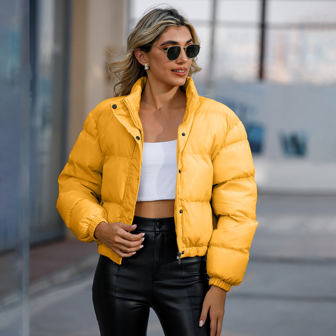 Damen nan kurze gesteppte Winterjacke mit Stehkragen und Kordelzug Echo Archiv