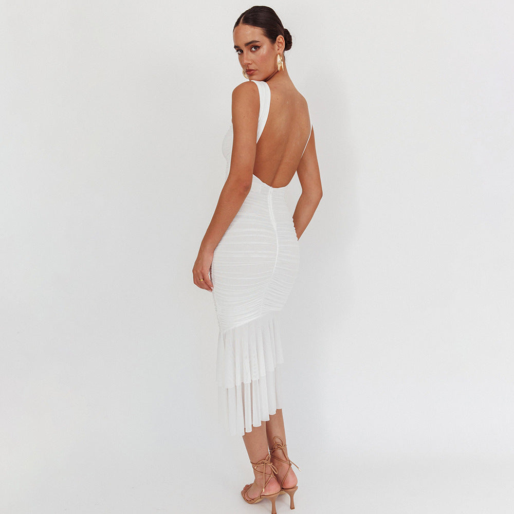 Damen Elegantes Maxikleid mit Rüschendetails Echo Archiv