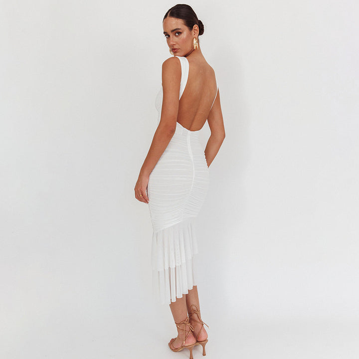 Damen Elegantes Maxikleid mit Rüschendetails Echo Archiv