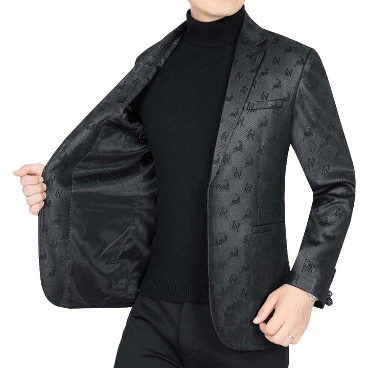 Herren Slim-Fit Sakko in Lederoptik mit fallendem Revers – Tianoro