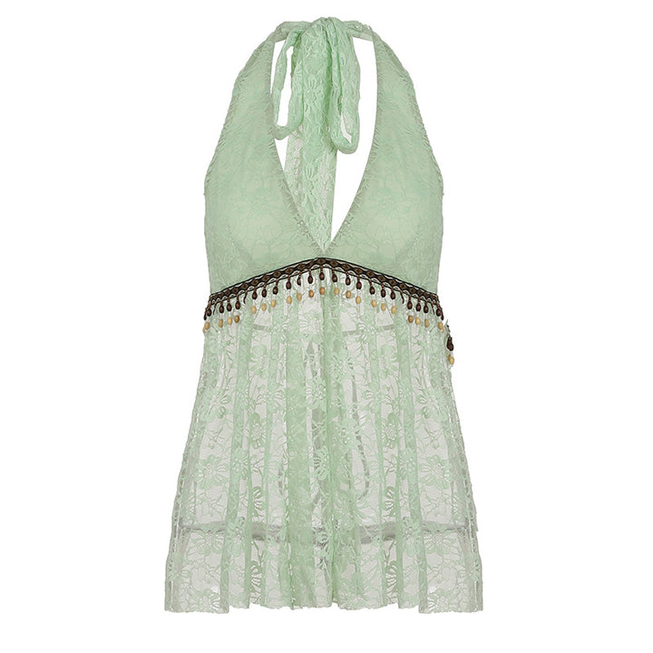 Damen verführerisches Spitzen-Haltertop mit raffinierten Beaded-Details Echo Archiv