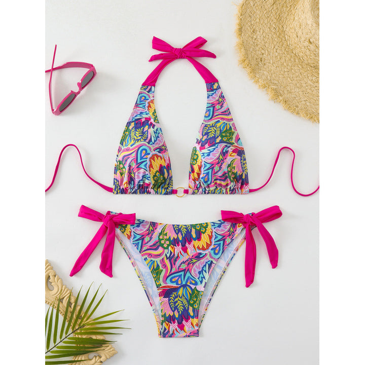 Damen Triangel-Bikini mit bindbaren Trägern und lebhaftem Muster Echo Archiv