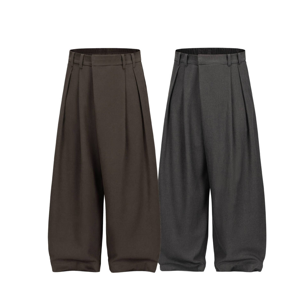 Damen Weite Plissee-Hose mit hoher Taille und elastischem Rückbund Echoarchiv