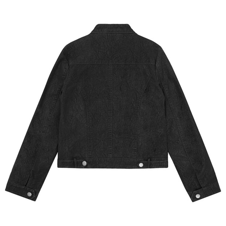 Damen Bikerjacke aus Kunstleder mit asymmetrischem Reißverschluss und Stehkragen Echoarchiv