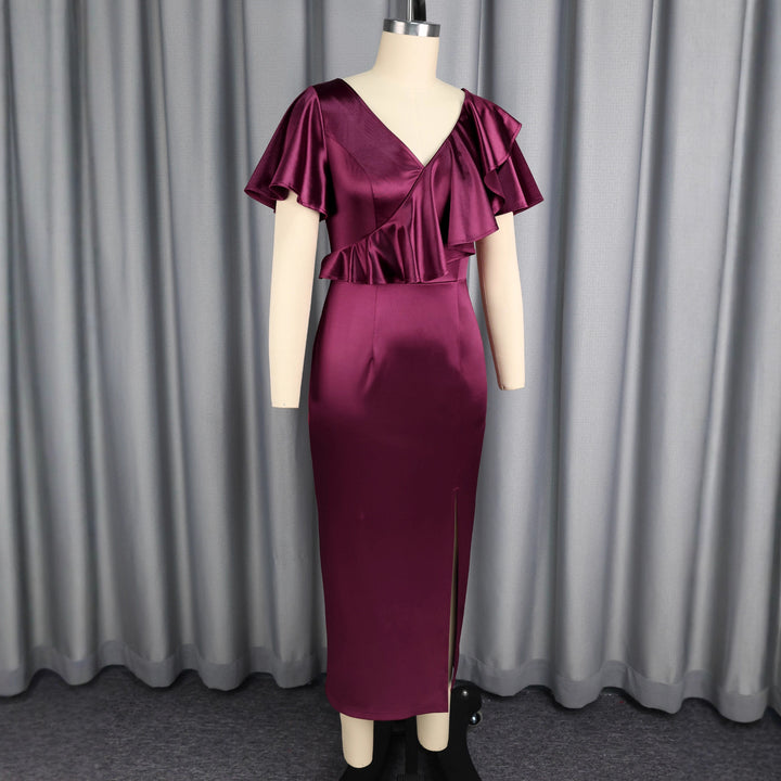 Damen Schickes Maxikleid mit Rüschendetails und Schlitz Echo Archiv