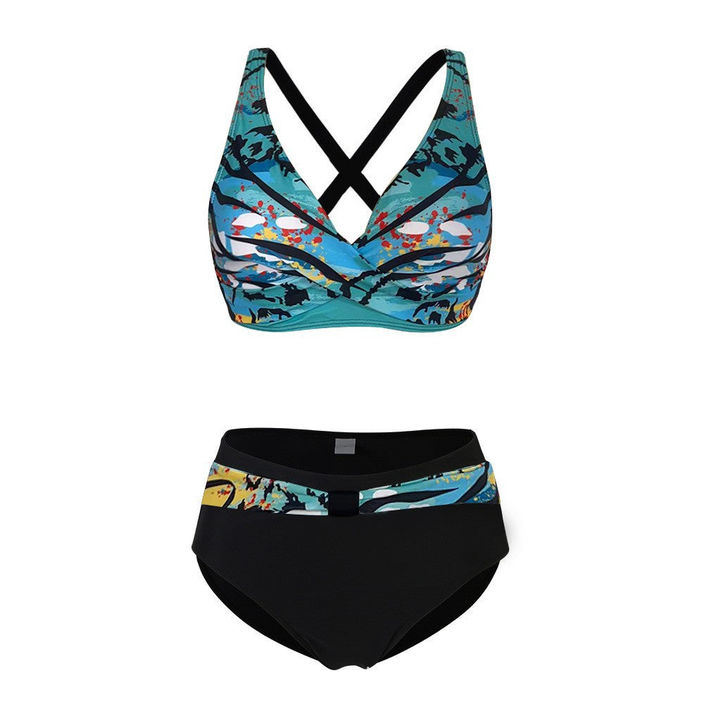 Damen Sportliches Bikini-Set mit trendigem Schnitt und modernem Grafikdesign Echo Archiv