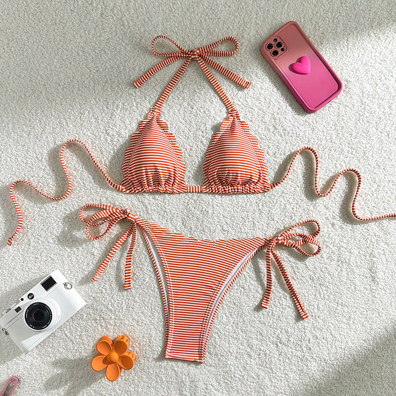 Damen Triangel-Bikini mit zartem Rüschendesign und verstellbaren Trägern Echo Archiv