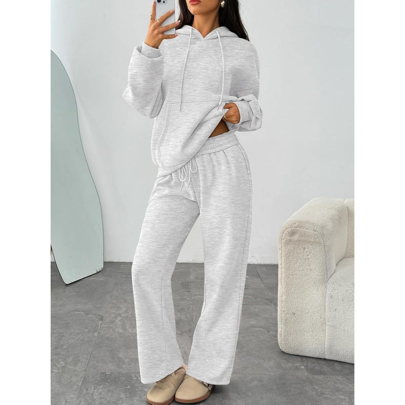 Damen Oversized Hoodie-Set mit Kängurutasche und weiter Palazzohose – Auréline