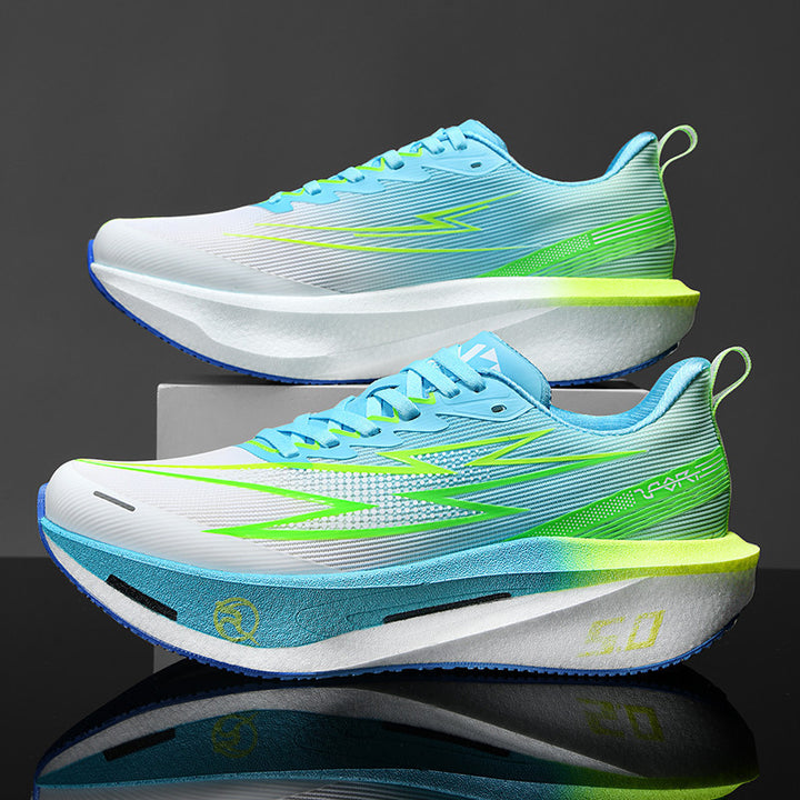 Unisex gedämpfte Race-Plateau-Laufschuhe mit Rocker-Zwischensohle und atmungsaktivem Micro-Mesh – Tavélo