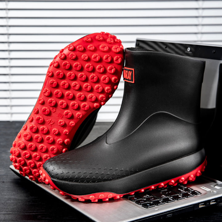 Unisex Wasserdichte Kurz-Gummistiefel mit rutschfester Noppenlaufsohle und wärmeisolierender Innensohle Echoarhiv