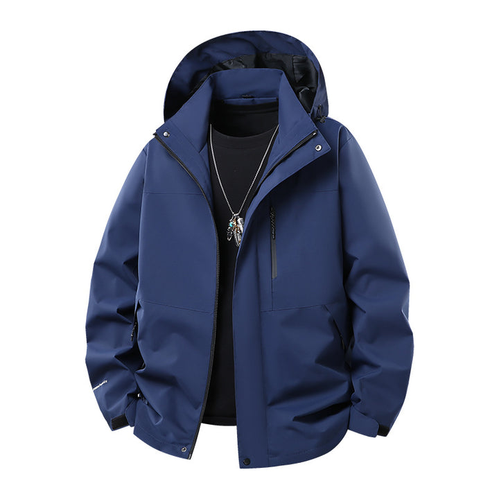 Herren Technische Softshell‑Regenjacke mit verschweißten Nähten, verstellbarer Kapuze und wasserabweisenden Reißverschlüssen Echo Archiv