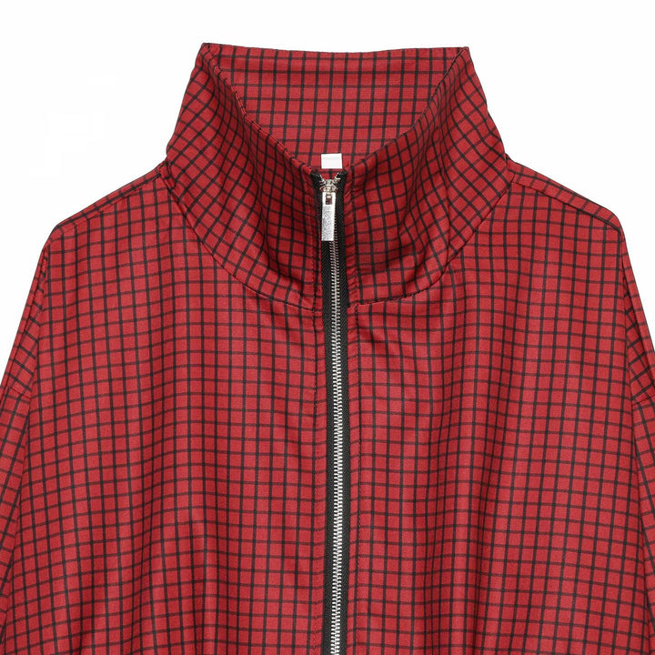 Damen Kariertes Cropped-Bomberjacke mit hohem Stehkragen, elastischem Saum und durchgehendem Reißverschluss Echo Archiv