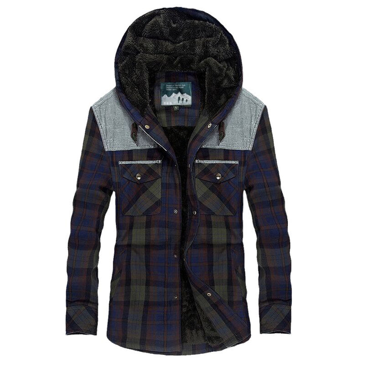 Herren Flanelljacke mit wärmendem Fleece-Futter und Kapuze Echoarchiv