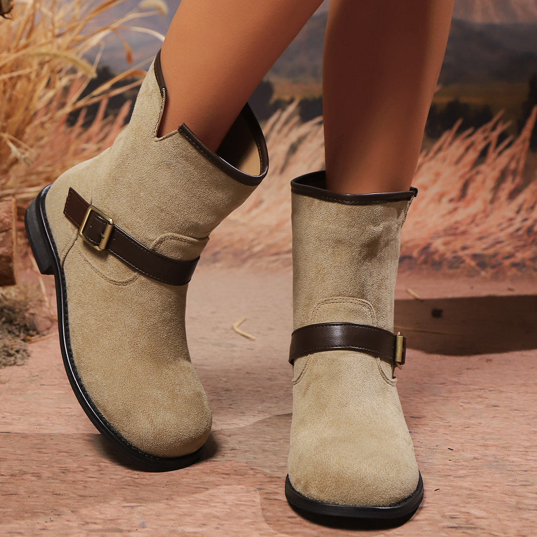 Damen Velours-Ankleboots mit Ziergurt und Schnallenakzent Echo Archiv