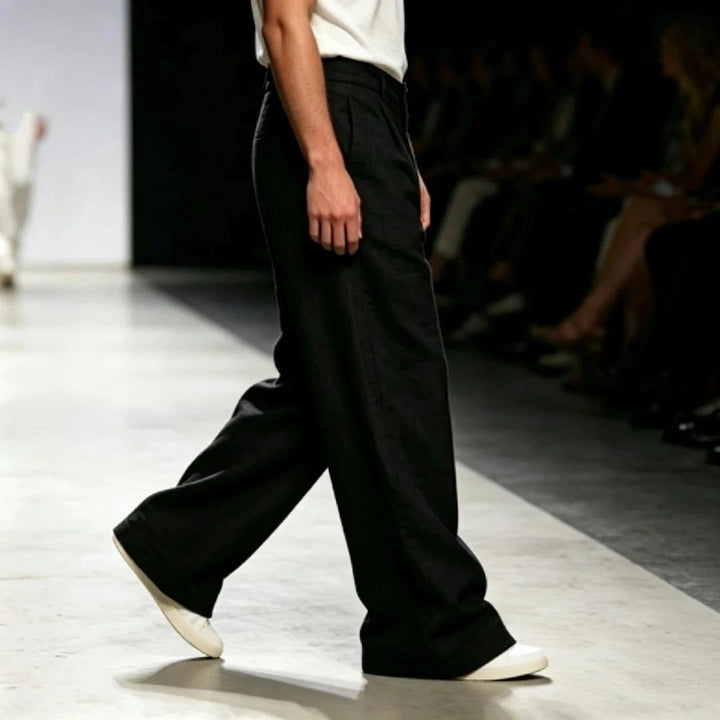 Herren Bequeme und lässige Leinen-Relaxed Fit Hose Echo Archiv