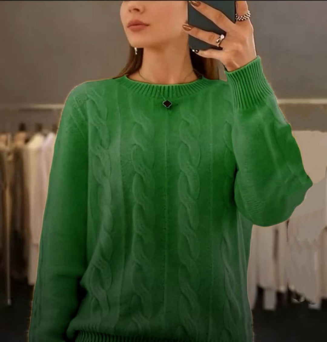 Damen Kuscheliger Zopfmuster-Feinstrickpullover mit legerer Passform – Mavelle