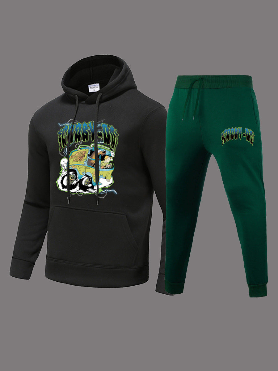 Herren Hoodie- und Jogginghose-Set mit avantgardistischem Grafikdesign und bequemer Passform Echoarchiv