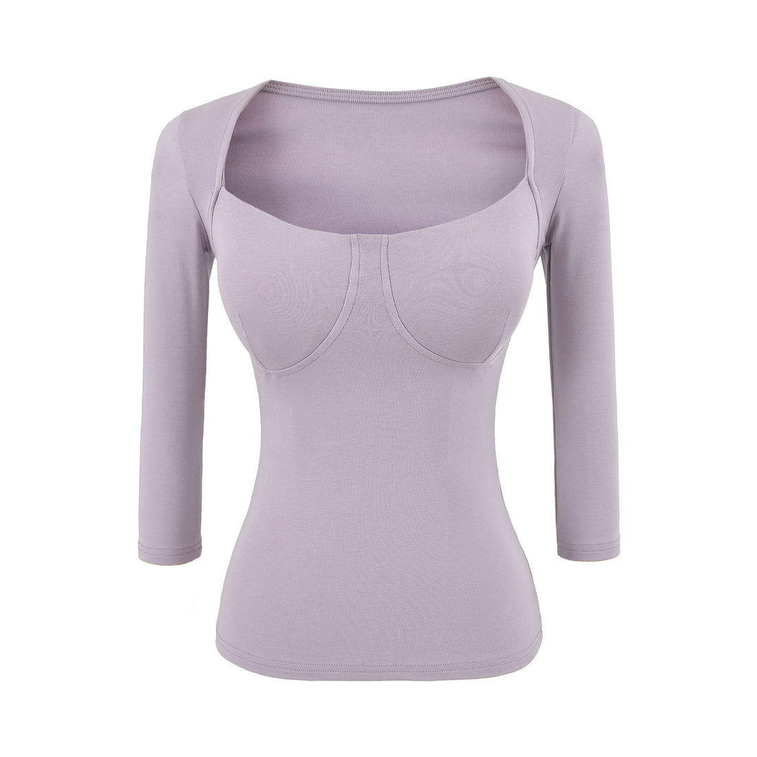 Damen Figurnahes Langarm-Top mit integrierter Bustier‑Kontur und quadratischem Ausschnitt Echoarchiv