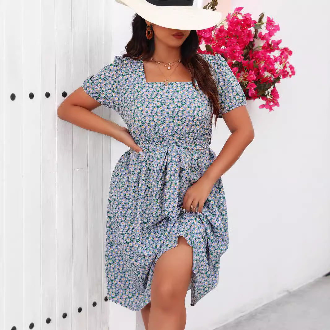 Damen Midi Kleid mit floralem Allover-Print und Puffärmeln Echo Archiv