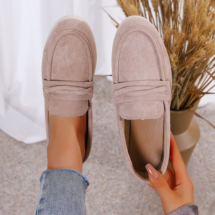 Damen Slip-On-Loafer aus Veloursimitat mit gepolstertem Fußbett Echo Archiv