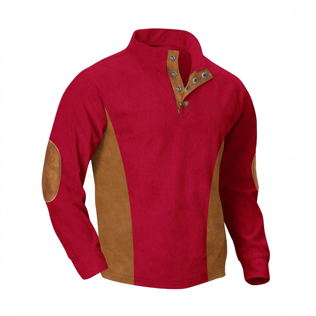 Herren lässiger Pullover mit modernem Stehkragen und praktischen Druckknöpfen Echoarchiv