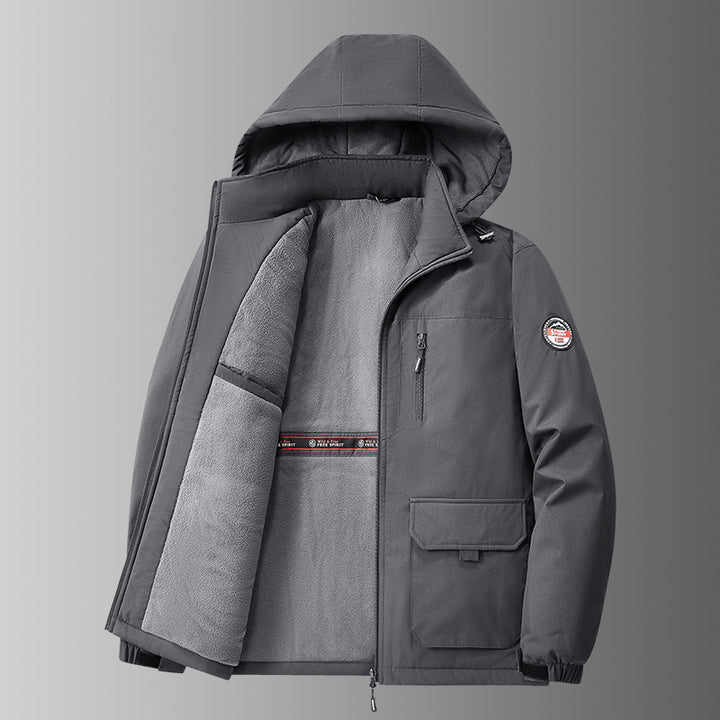 Herren nan gefütterte Softshell-Winterjacke mit Teddyfutter, verstellbarer Kapuze und multifunktionalen Taschen Echo Archiv