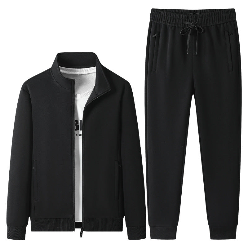 Herren Jogginganzug-Set aus Baumwollmix mit Stehkragen Reißverschlussjacke und Kordelbundhose Echoarchiv