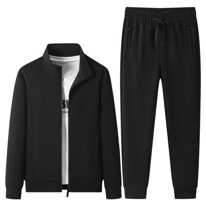 Herren Jogginganzug-Set aus Baumwollmix mit Stehkragen Reißverschlussjacke und Kordelbundhose Echoarchiv