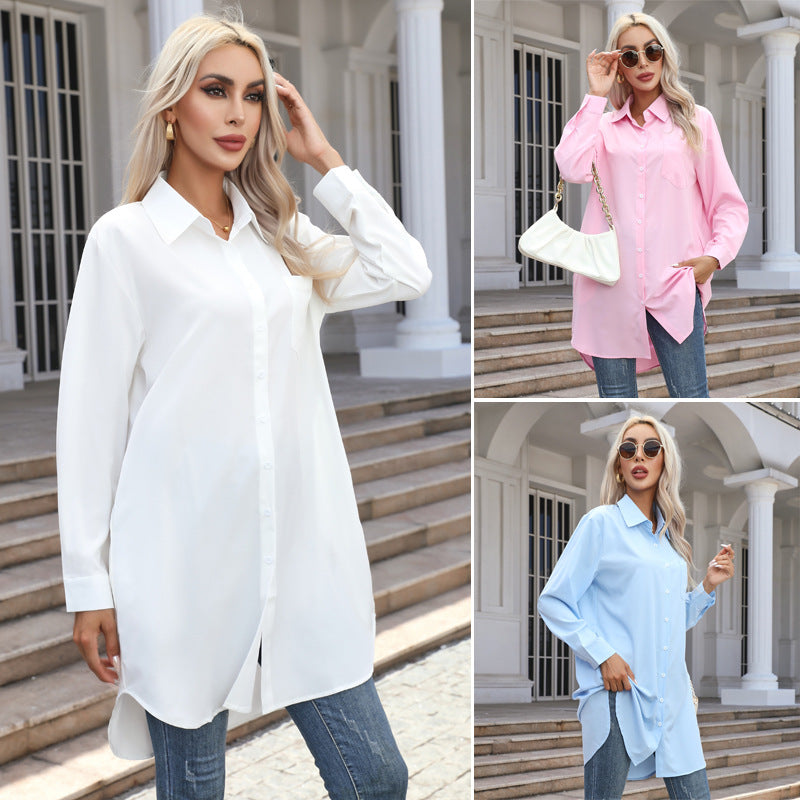 Damen Übergrößen-Hemdbluse mit Echoarchivrnen Details und Brusttasche Echoarchiv