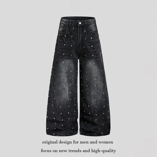 Damen High‑Waist weite Denim‑Culotte mit Metallnieten und Balloon‑Silhouette Echoarchiv