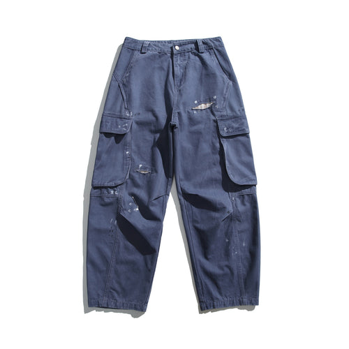 Herren Cargo-Hose im Used-Look mit Distressed-Details und aufgesetzten Klappentaschen Echoarchiv