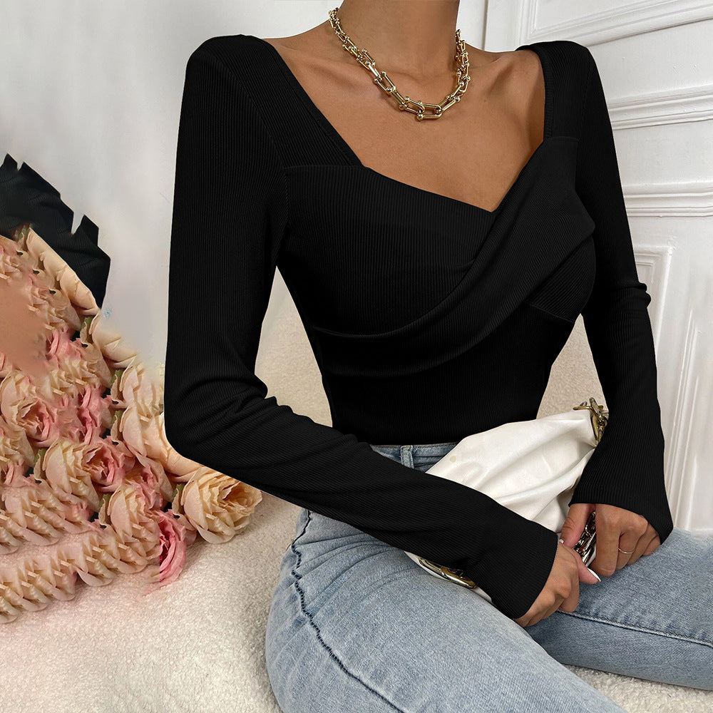 Damen figurbetonter Ripp-Body mit quadratischem Ausschnitt und Drapé-Bustier – Bodéline