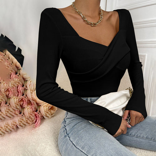 Damen figurbetonter Ripp-Body mit quadratischem Ausschnitt und Drapé-Bustier – Bodéline