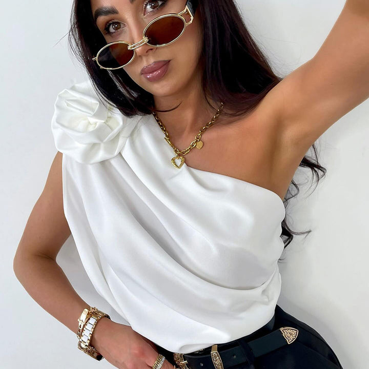 Damen Elegantes One-Shoulder-Top mit voluminösem Rüschen-Detail Echo Archiv