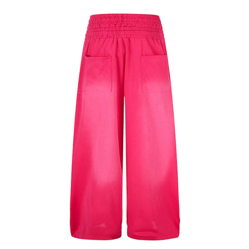 Damen Weite High‑Waist Palazzo-Loungehose aus Stretch-Jersey mit Elastikbund, Tunnelzug, verstellbaren Saumkordeln und Sternen-Print Echoarchiv
