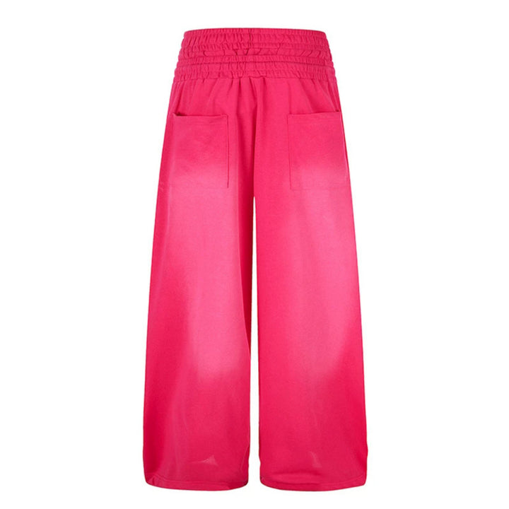 Damen Weite High‑Waist Palazzo-Loungehose aus Stretch-Jersey mit Elastikbund, Tunnelzug, verstellbaren Saumkordeln und Sternen-Print Echoarchiv