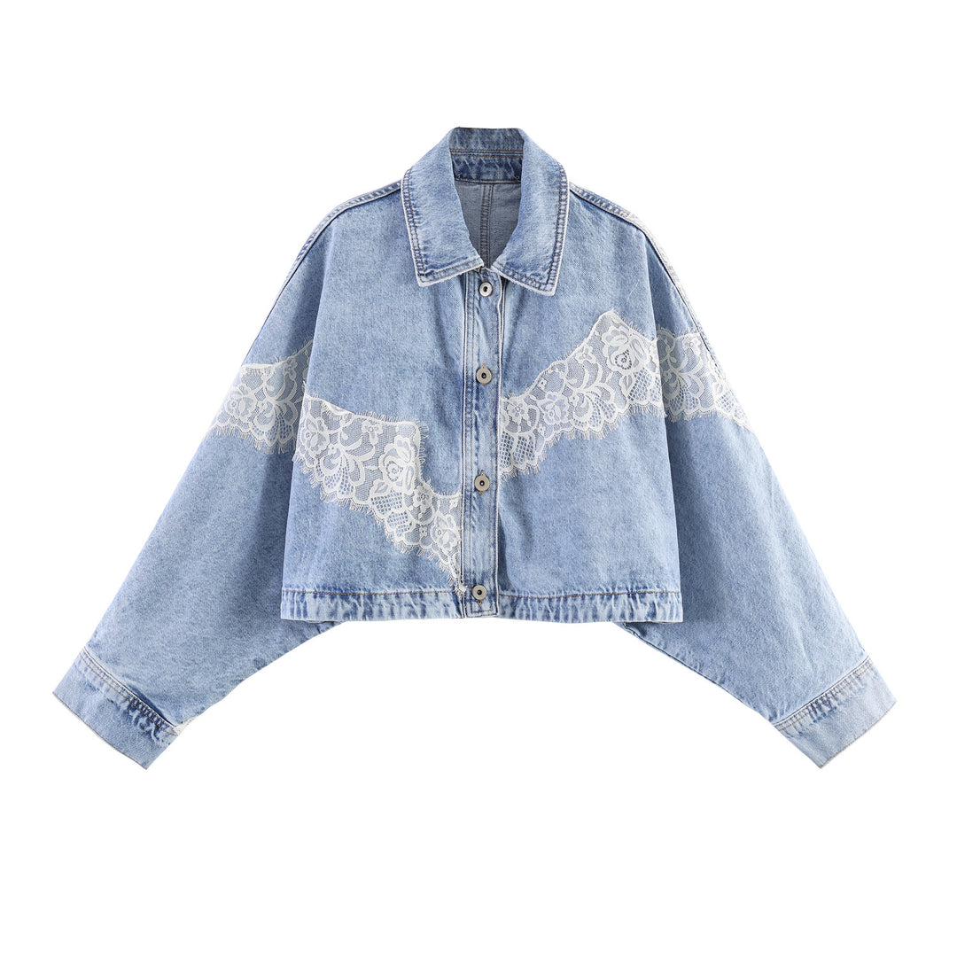 Damen nan relaxed Straight‑Leg Jeans mit Destroyed‑Details und Spitzenunterlage Echo Archiv