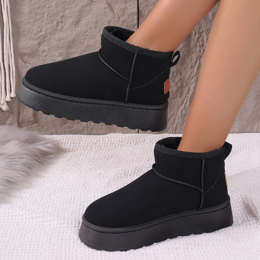 Damen Gefütterte Kurzstiefel mit Plateau‑Sohle und Velours‑Optik Echo Archiv