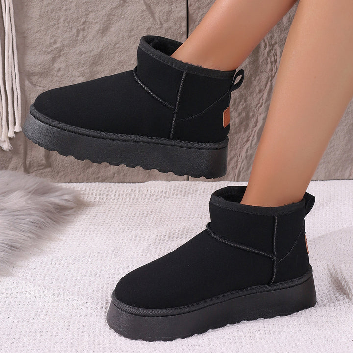 Damen Gefütterte Kurzstiefel mit Plateau‑Sohle und Velours‑Optik Echo Archiv