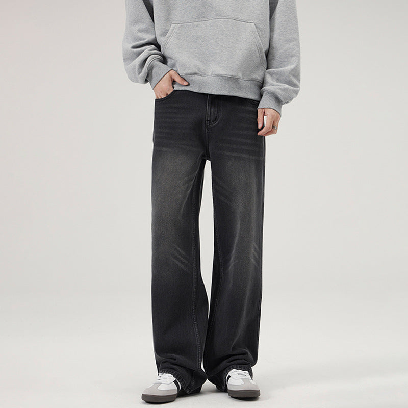 Herren Baggy-Jeans mit tiefem Schritt, verwaschener Vintage-Denim und geradem Bein Echo Archiv