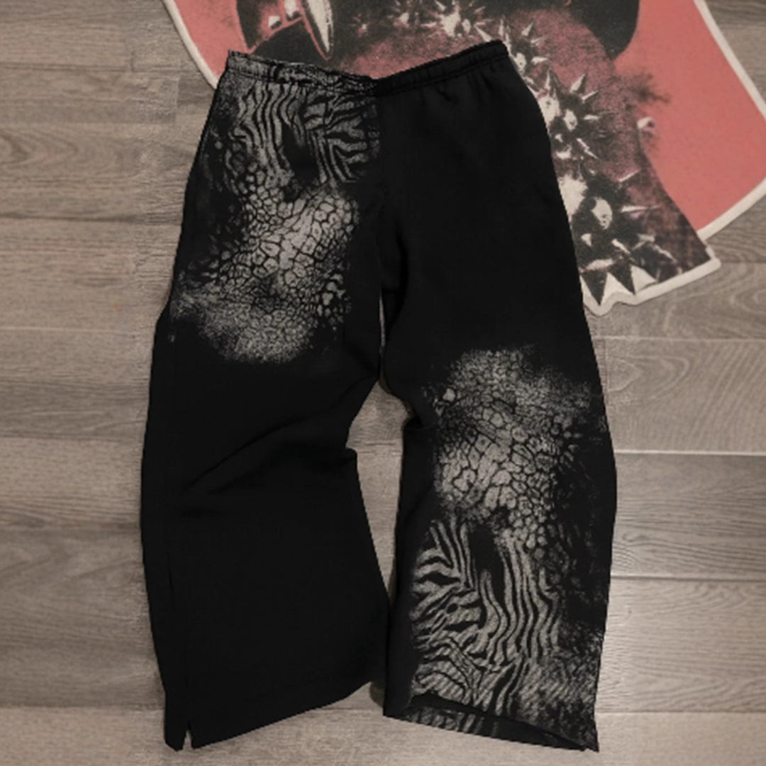 Damen nan lockere Sweathose mit asymmetrischem Animal-Print, elastischem Komfortbund und geradem Bein Echo Archiv